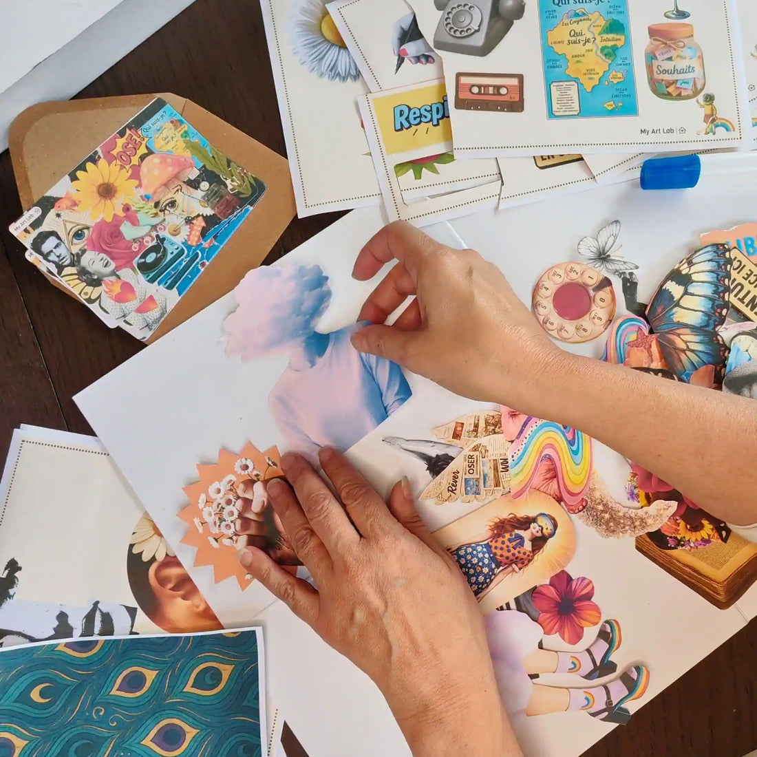 collage images sur toile