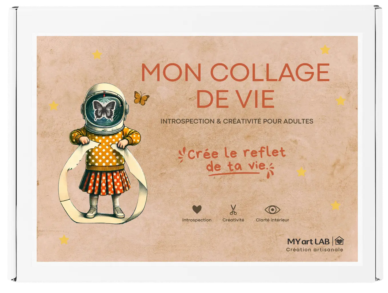 Coffret My Art Lab Mon Collage de Vie fermé, kit créatif de collage introspectif pour adultes