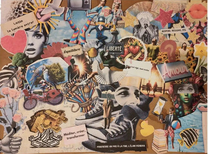 Deuxième exemple de collage introspectif My Art Lab avec composition artistique et messages inspirant