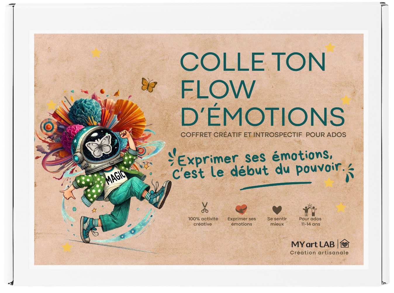 Coffret collage émotions pour ados Colle ton Flow My Art Lab, kit créatif pour exprimer ses émotions et créer un collage introspectif
