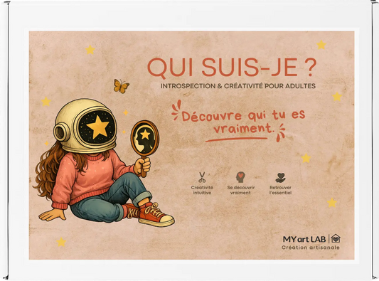 Coffret collage introspectif Qui suis-je ?  My Art Lab, coffret créatif de développement personnel pour adultes avec questions guidées et création artistique