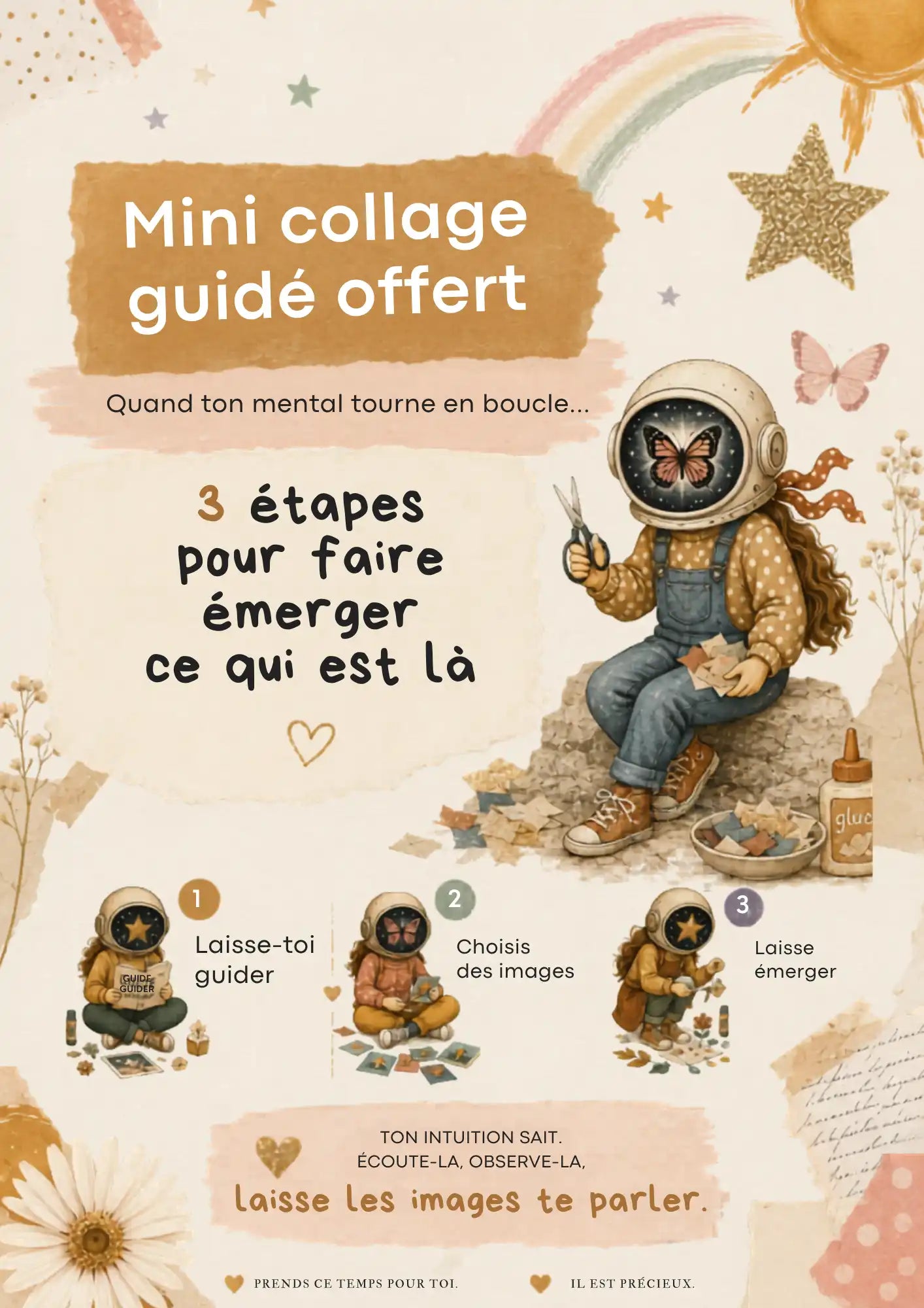 Mini collage guidé offert My Art Lab pour voir clair grâce aux images quand le mental tourne en boucle