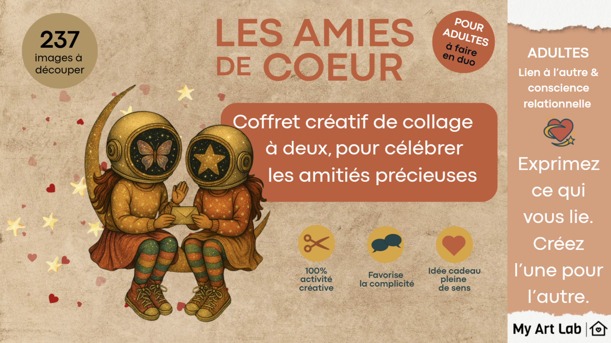 slide coffret les amies de coeur pour adultes coté face et coté